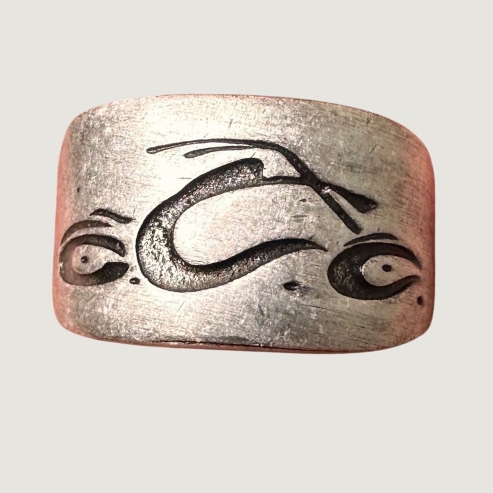 Vtg Orange County Choppers 2004 Sz 12 Silver Tone Band Ring Biker Motorcycle OCC